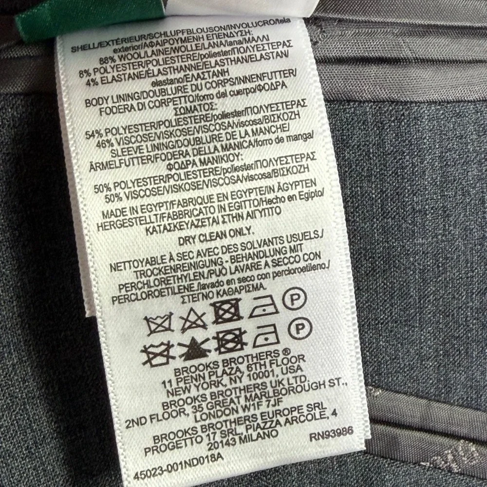 Brooks Brothers Mens 48R Grey‎ 2 Button Suit Jacket Blazer Sports Coat Work